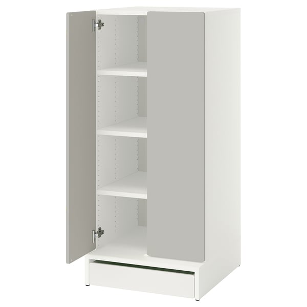 SMÅSTAD / UPPFÖRA Armoire-penderie, blanc gris/avec 3 tablettes, 23 5/8x25 5/8x53 1/2 "
