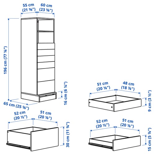 SMÅSTAD / UPPFÖRA Bibliothèque, blanc blanc/avec 6 tiroirs, 23 5/8x25 5/8x77 1/8 "