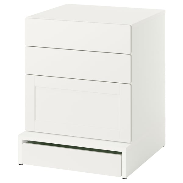 SMÅSTAD / UPPFÖRA Commode à 3 tiroirs, blanc blanc/avec cadre, 23 5/8x25 5/8x29 7/8 "