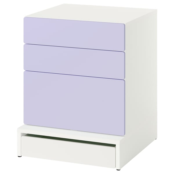 SMÅSTAD / UPPFÖRA Commode à 3 tiroirs, blanc/mauve, 23 5/8x25 5/8x29 7/8 "