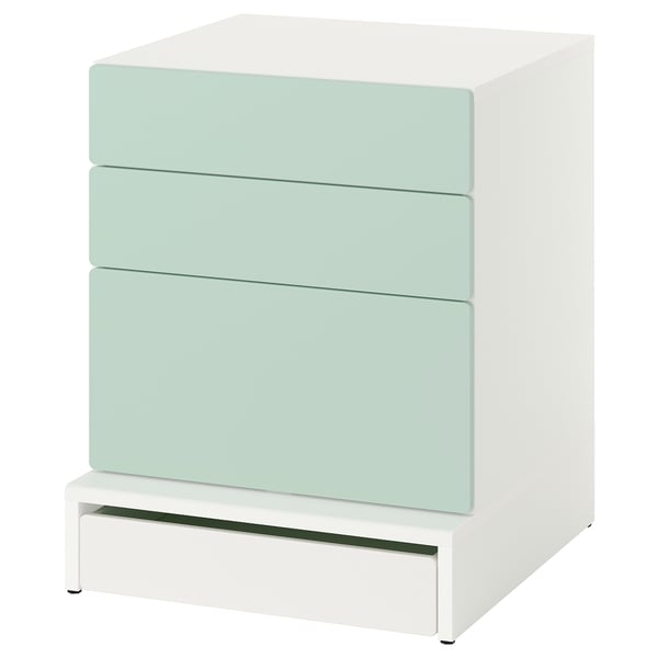 SMÅSTAD / UPPFÖRA Commode à 3 tiroirs, blanc/vert clair, 23 5/8x25 5/8x29 7/8 "