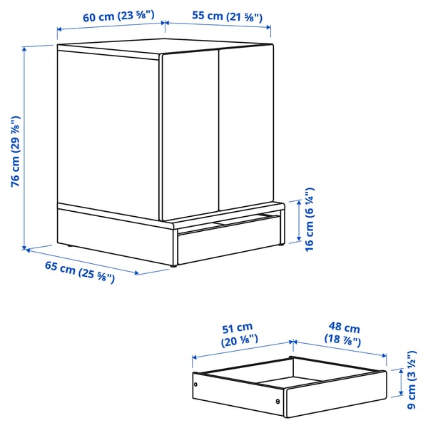 SMÅSTAD / UPPFÖRA Meuble de rangement, blanc blanc/avec 1 tablette, 23 5/8x25 5/8x29 7/8 "