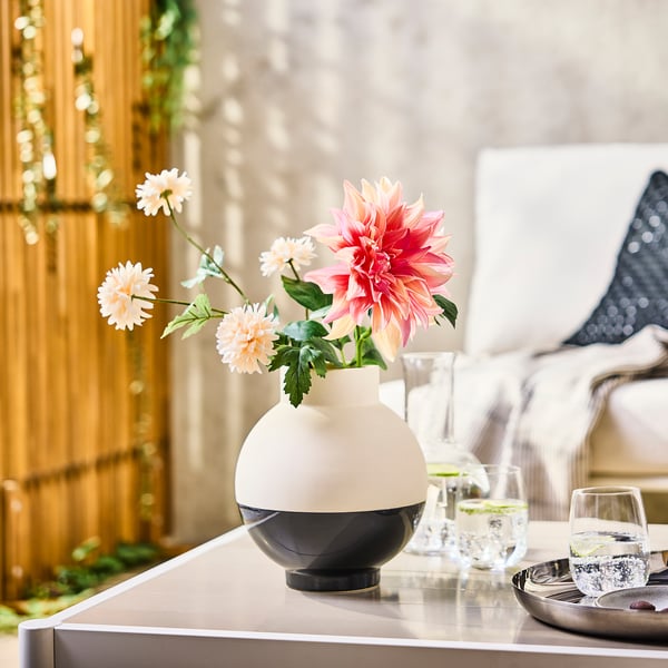 SMYCKA Fleur artificielle, intérieur/extérieur Chrysanthème/blanc, 28 "