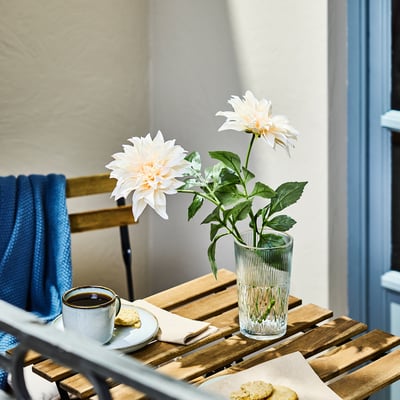 SMYCKA Fleur artificielle, intérieur/extérieur Dahlia/blanc, 25 ½ "