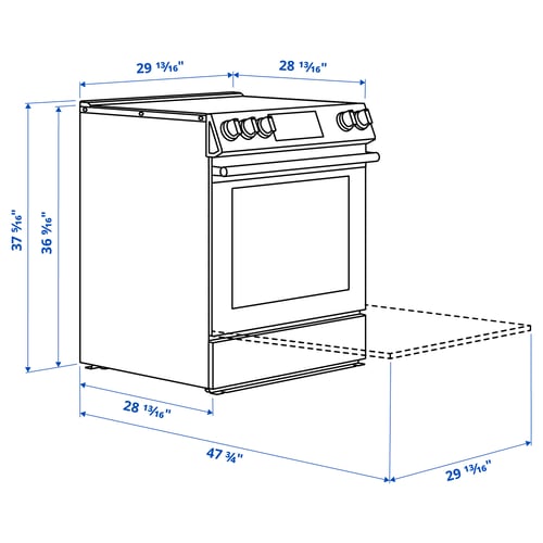 SNESSLINGE Cuisinière à surface vitrocéramique, acier inox, 30 "