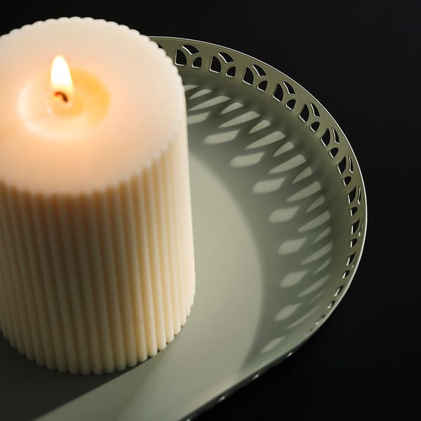 SNÖSISKA Bougie-bloc non parfumée, blanc cassé, 4 "
