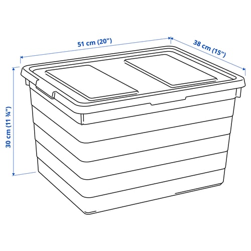 SOCKERBIT Bac avec couvercle, blanc, 15x20x11 ¾ "