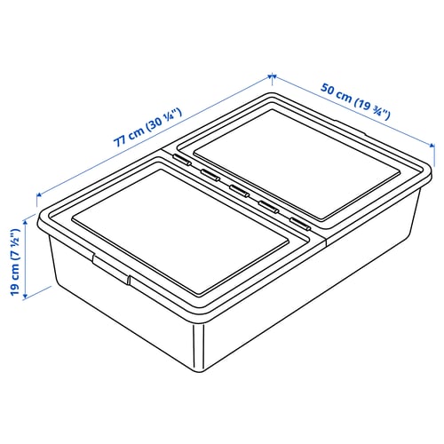 SOCKERBIT Boîte de rangement avec couvercle, blanc, 19 ¾x30 ¼x7 ½ "