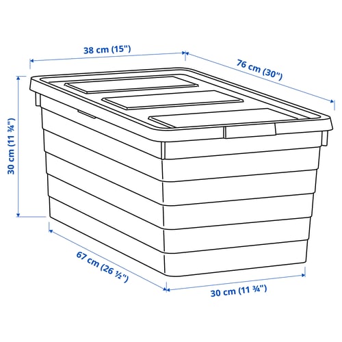 SOCKERBIT Boîte de rangement avec couvercle, blanc, 15x30x11 ¾ "