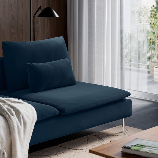 SÖDERHAMN Canapé d'angle, 3 places, Kelinge bleu foncé