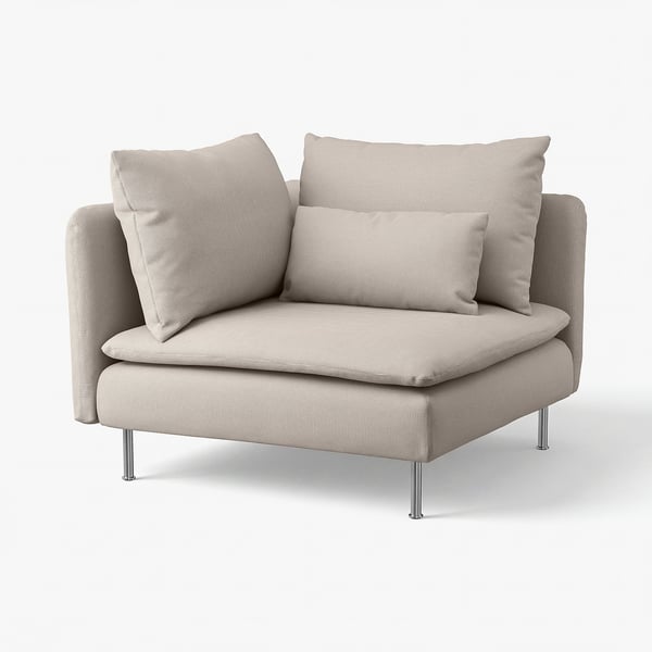 SÖDERHAMN Housse module d'angle, Fridtuna beige clair