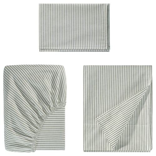 SOLFIBBLA Ensemble draps, blanc vert/rayure, 1 place
