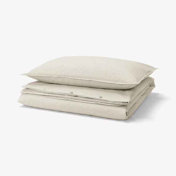 SOLFIBBLA Housse de couette et taie(s), blanc beige/rayure, 1 place