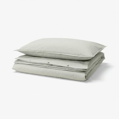SOLFIBBLA Housse de couette et taie(s), blanc vert/rayure, 1 place
