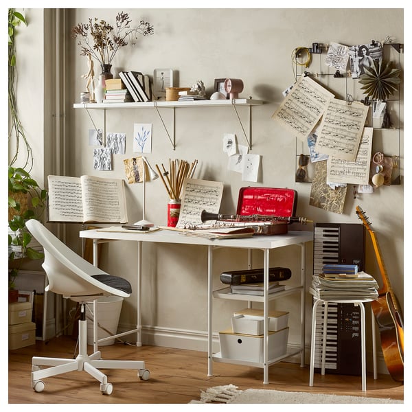 SPÄND Pied de table avec rangement, blanc