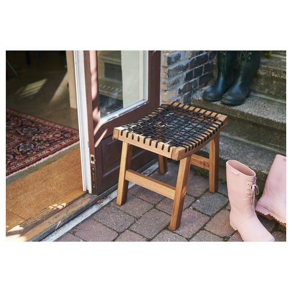 STACKHOLMEN Tabouret, extérieur, teinté brun clair, 18 7/8x13 3/4x16 7/8 "