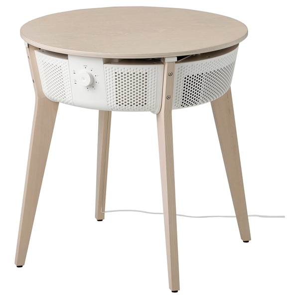 STARKVIND Table avec purificateur d'air, chêne plaqué teinté/blanc intelligent