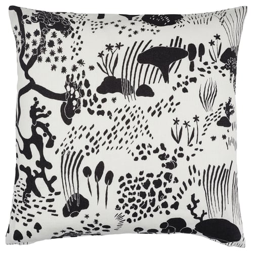 STOCKHOLM 2025 Housse de coussin, blanc/noir, 20x20 "