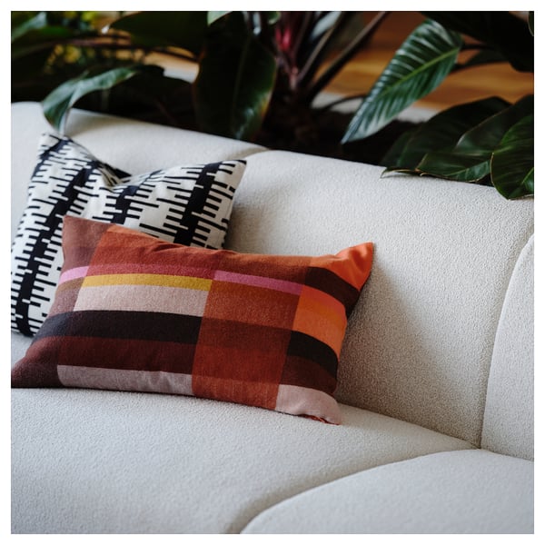 STOCKHOLM 2025 Housse de coussin, brun-rouge/rose vif, 16x23 "