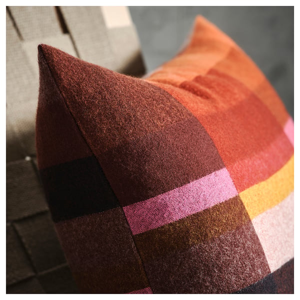 STOCKHOLM 2025 Housse de coussin, brun-rouge/rose vif, 16x23 "
