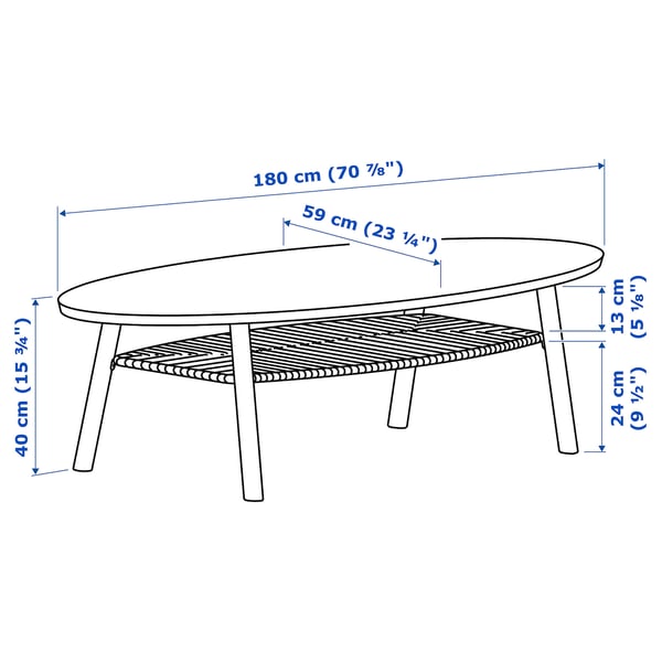 STOCKHOLM Table basse, noyer plaqué, 70 7/8x23 1/4 "