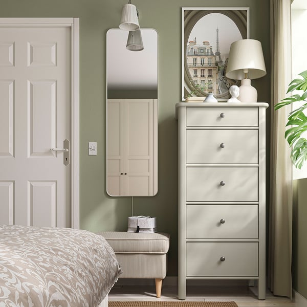 STOREMOLLA Commode à 5 tiroirs, gris-beige clair teinté, 24 3/4x19 5/8x51 5/8 "