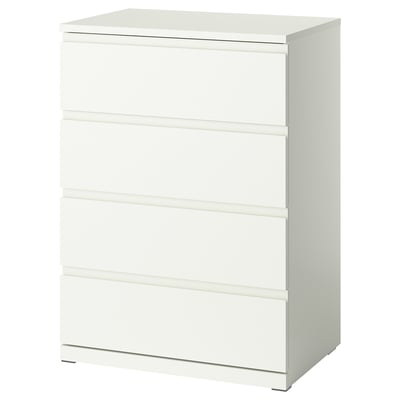 STORKLINTA Commode à 4 tiroirs, blanc/fonction ouverture/fixation, 27 1/2x18 7/8x38 5/8 "