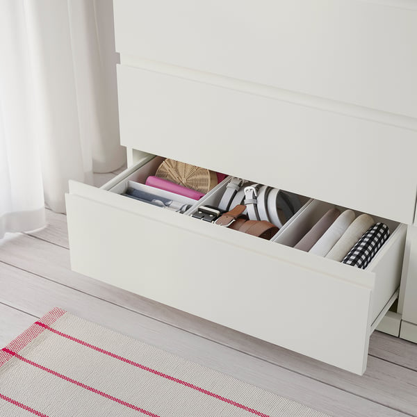 STORKLINTA Commode à 6 tiroirs, blanc/fonction ouverture/fixation, 55 1/8x18 7/8x29 1/2 "