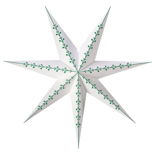 STRÅLA Abat-jour, papier étoiles/blanc vert, 35 "