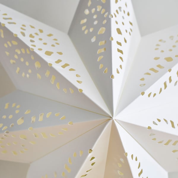 STRÅLA Abat-jour, papier étoiles/dentelle blanc, 19 "