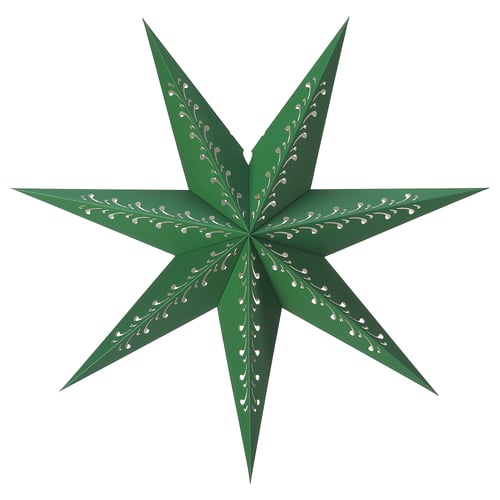 STRÅLA Abat-jour, papier étoiles/vert blanc, 28 "