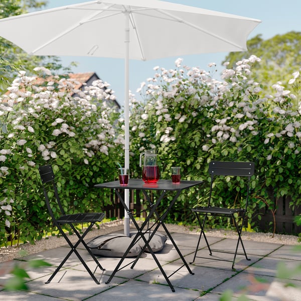 SUNDSÖ Table et 2 chaises pliantes, extérieur anthracite/anthracite, 25 5/8x25 5/8 "