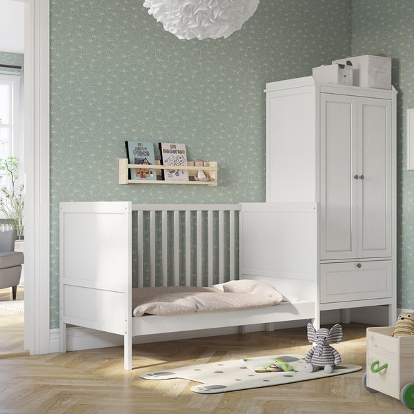 SUNDVIK Lit de bébé, blanc, 27 1/2x52 "