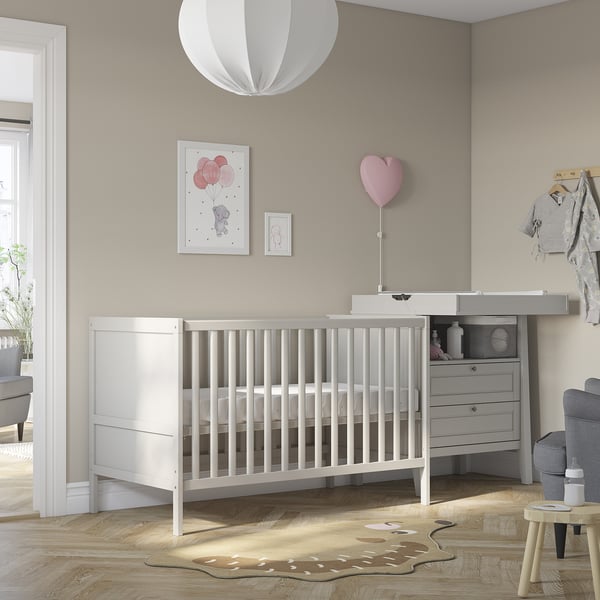 SUNDVIK Lit de bébé, gris, 27 1/2x52 "