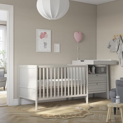 SUNDVIK Lit de bébé, gris, 27 1/2x52 "