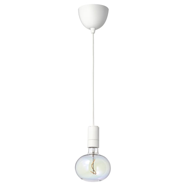 SUNNEBY / MOLNART Suspension avec ampoule, blanc/Elliptique multicolore