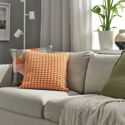 SVARTPOPPEL Housse de coussin, orange clair, 20x20 "