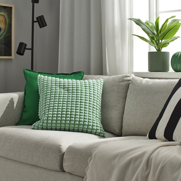 SVARTPOPPEL Housse de coussin, vert clair, 20x20 "