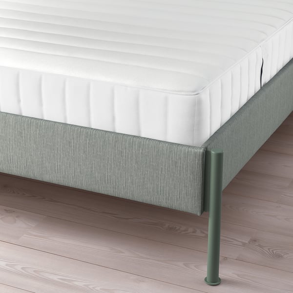 TÄLLÅSEN Structure lit matelassée+matelas, Kulsta gris-vert/Valevåg mi-ferme, Deux places