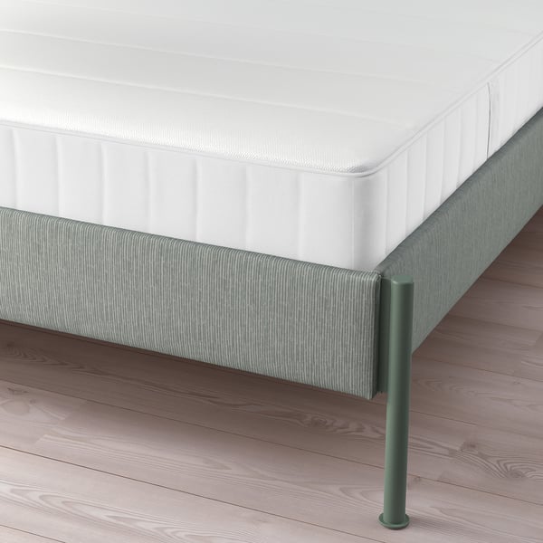 TÄLLÅSEN Structure lit matelassée+matelas, Kulsta gris-vert/Vesteröy ferme, Grand 2 places