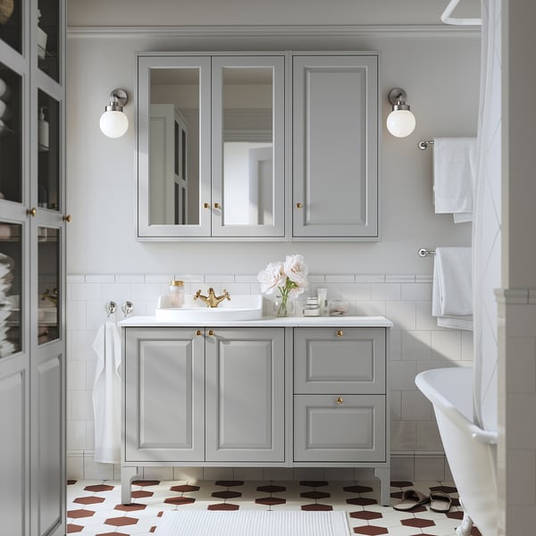 TÄNNFORSEN Meuble-lavabo à tiroirs, gris clair, 18x21x25 1/8 "