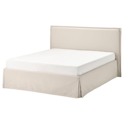 TÄRNKULLEN Structure de lit matelassée, Vissle beige/Luröy, Grand 2 places