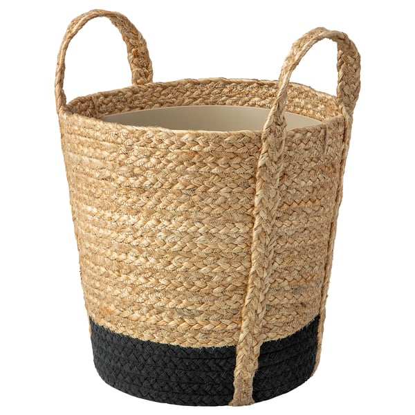 TÄRNMÅS Cache-pot, intérieur/beige/noir, 9 ½ "