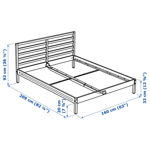 TARVA Structure lit, teinté blanc, Grand 2 places