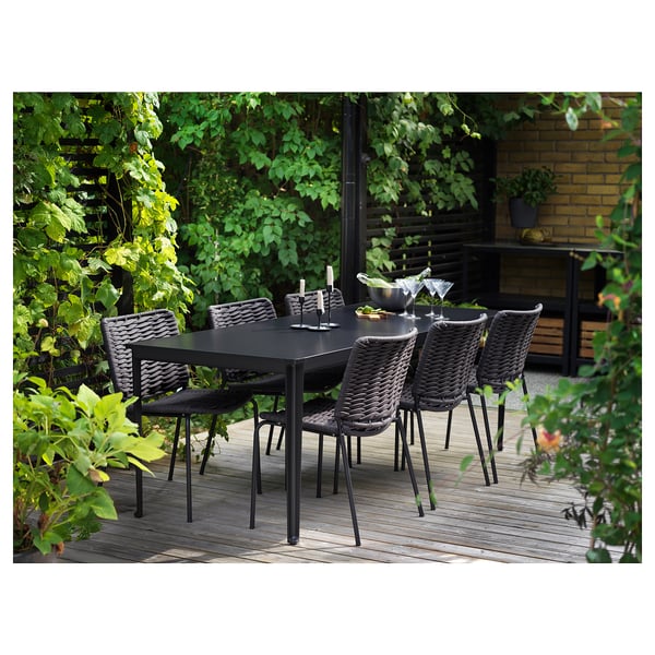 TEGELÖN Table, extérieur, gris foncé/noir, 85x33 7/8 "
