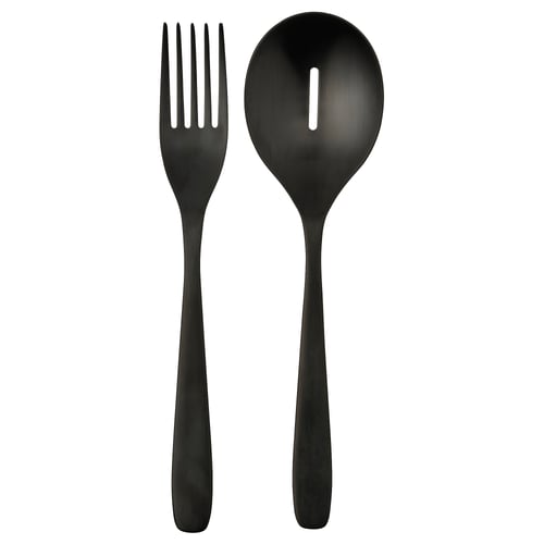 TILLAGD Service de couverts, 2 pièces, noir, 9 "