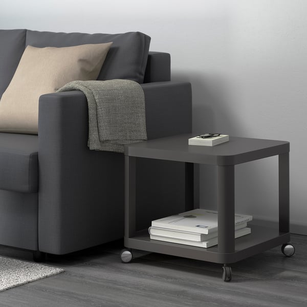 TINGBY Table d'appoint à roulettes, gris, 19 5/8x19 5/8 "