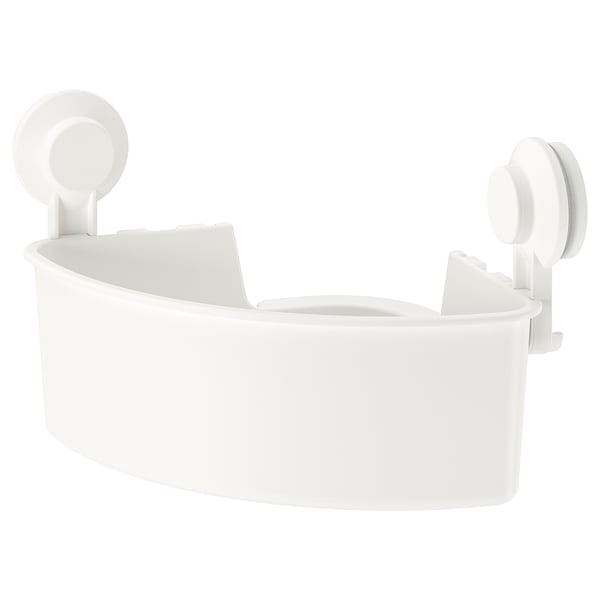 TISKEN Étagère d'angle à ventouses, blanc