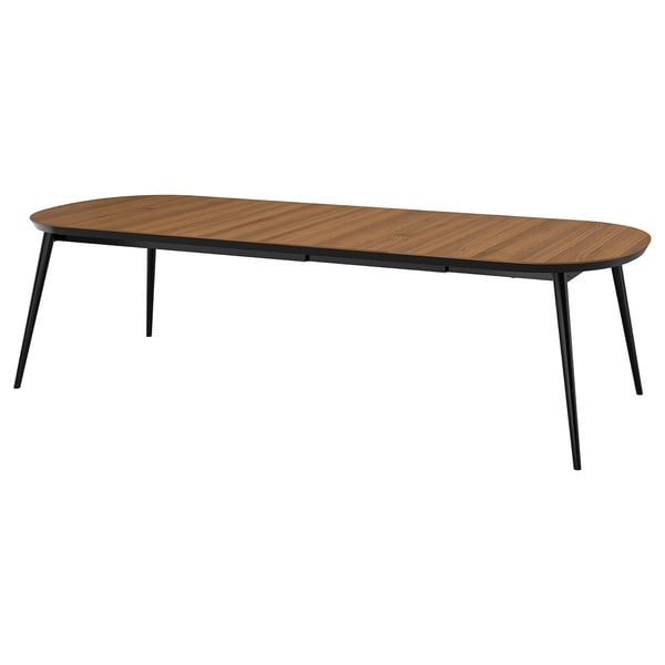 TJÄRKIL Table à rallonge, noir/noyer plaqué, 70 7/8/92 1/2/114 1/8x39 3/8 "