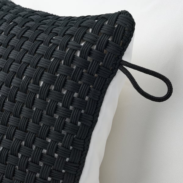TOFTÖ Housse de coussin, noir extérieur/intérieur, 20x20 "